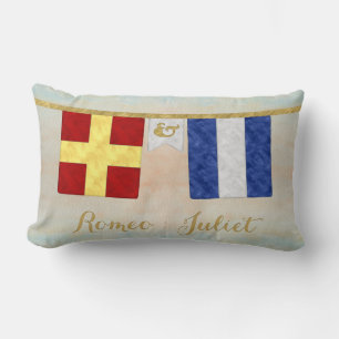 Coussin Rectangle Couples d'aquarelle Monogramme Signal maritime Dra