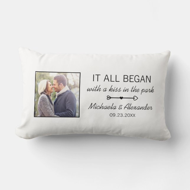 Coussin Rectangle Couples personnalisés Photo Nouvel anniversaire (Recto)
