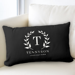 Coussin Rectangle Couronne Monogramme Rustique Moderne Nom de Famill