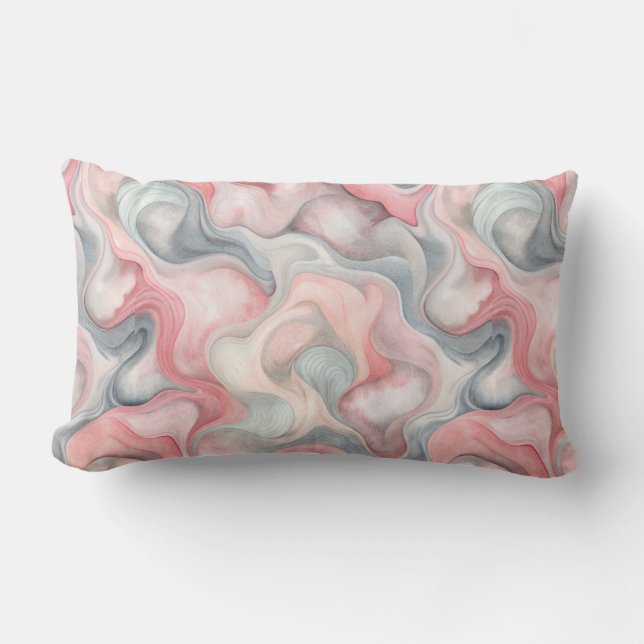 Coussin Rectangle "Coussin Abstrait rose et gris Lumbar (Recto)