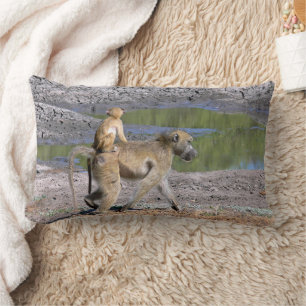 COUSSIN RECTANGLE COUSSIN, "BÉBÉ MONKEY À LA RETOUR DE MAMA MONKEY"
