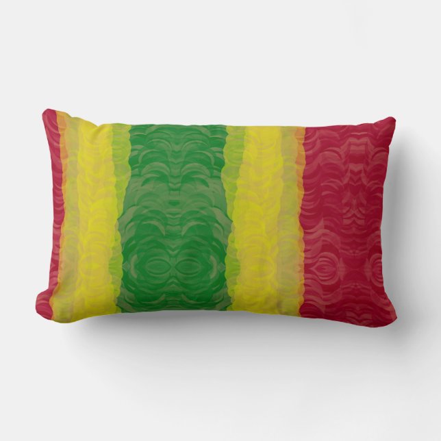 Coussin Rectangle Coussin, Rasta Abstrait Rouge Jaune Vert (Recto)