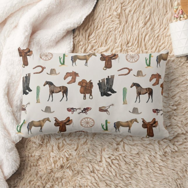 Coussin Rectangle Cowboy Cowgirl Western Rodeo Pays Motif (Couverture)