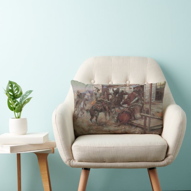 Coussin Rectangle Cowboys d'antan, Dans "In Without Knocking" de CM  (Chaise)