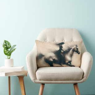 Coussin Rectangle Cowgirl Riding a Horse, Western Cowgirl