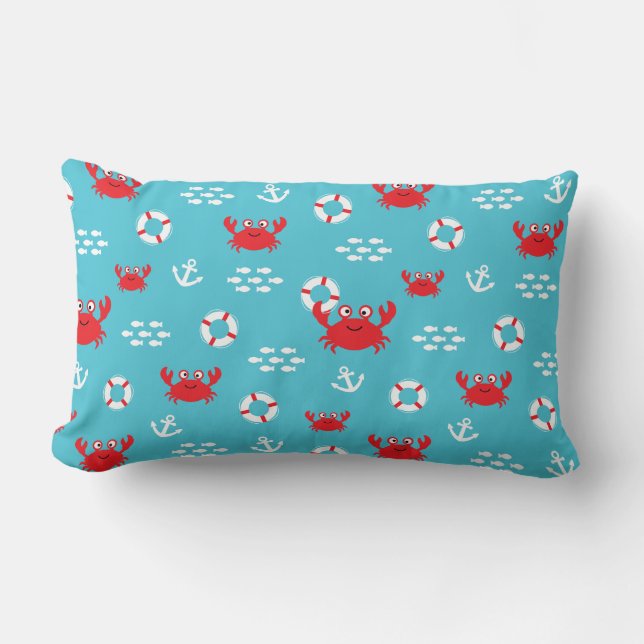 Coussin Rectangle Crabe avec bouée de sauvetage (Recto)