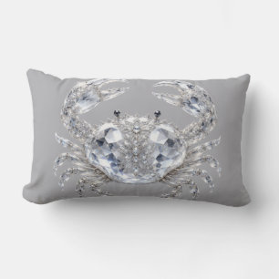 Coussin Rectangle Crabe de cristal argenté   Océan scintillant Luxe