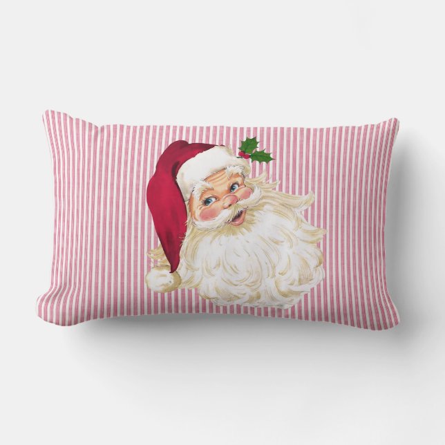 Coussin Rectangle Cranberry Santa Claus Red & White Stripe (Recto)