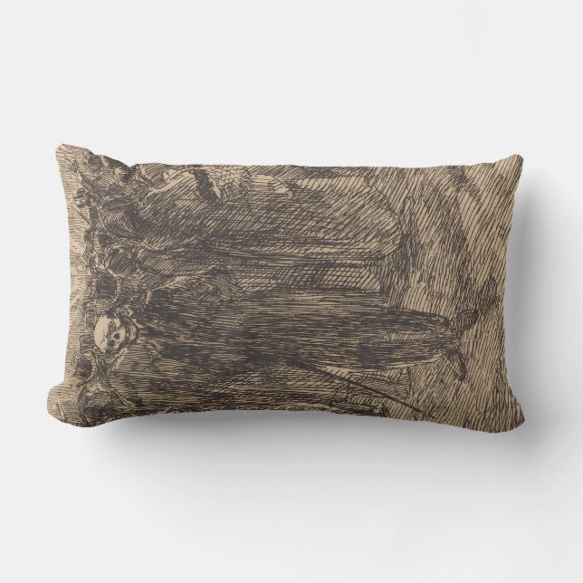 Coussin Rectangle Crâne dans la foule (par Albert Besnard) (Recto)