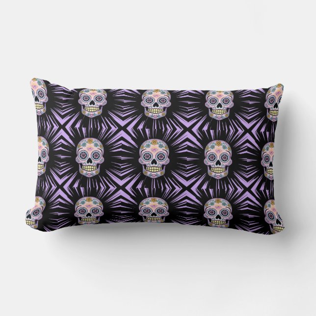 Coussin Rectangle Crâne de sucre pourpre (Recto)