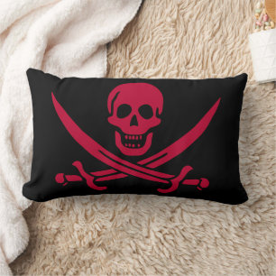 Coussin Rectangle Crâne et épées de Crimson Drapeau pirate de Calico