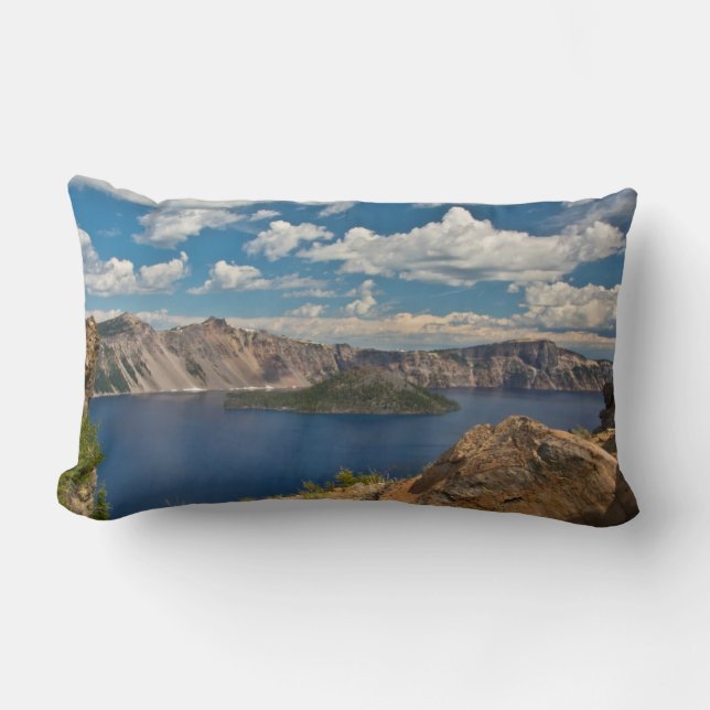 Coussin Rectangle Crater Lake et Wizard Island, Crater Lake (Recto)