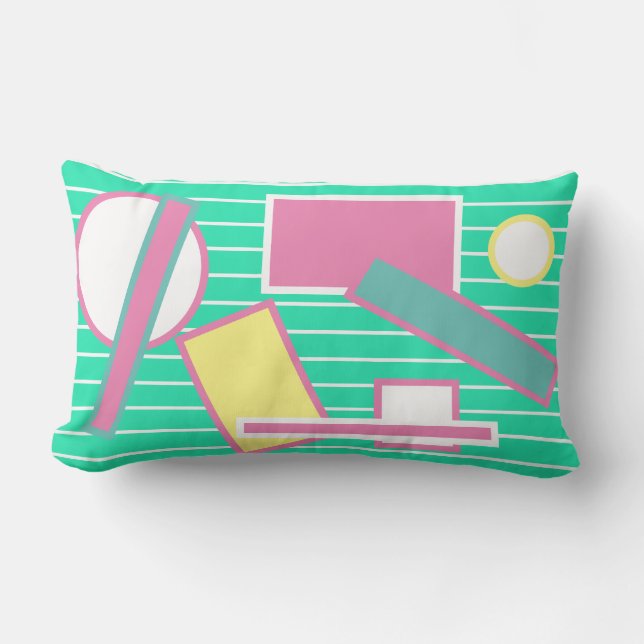 Coussin Rectangle Crazy Geometry Turquoise Rose Cushion (Recto)