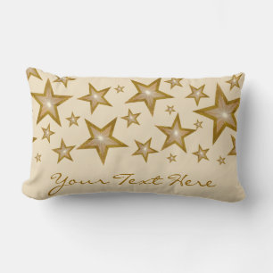 Coussin Rectangle Crème lombaire "Gold" Stars "Your Text"