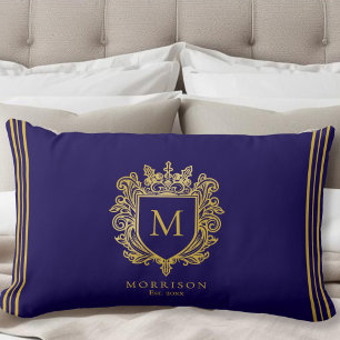 Coussin Rectangle Crest de monogramme d'or