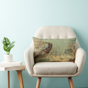 Coussin Rectangle Crevettes, Vie sous-marine, Animaux de l'océan vin