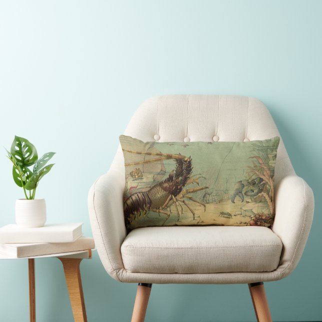 Coussin Rectangle Crevettes, Vie sous-marine, Animaux de l'océan vin (Chaise)