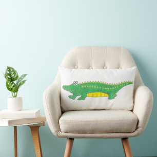 Coussin Rectangle Crocodile vert jaune d'alligator Gator Croc