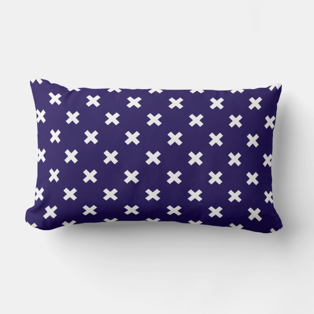 Coussin Rectangle Croix blanches sur bleu marine (Recto)