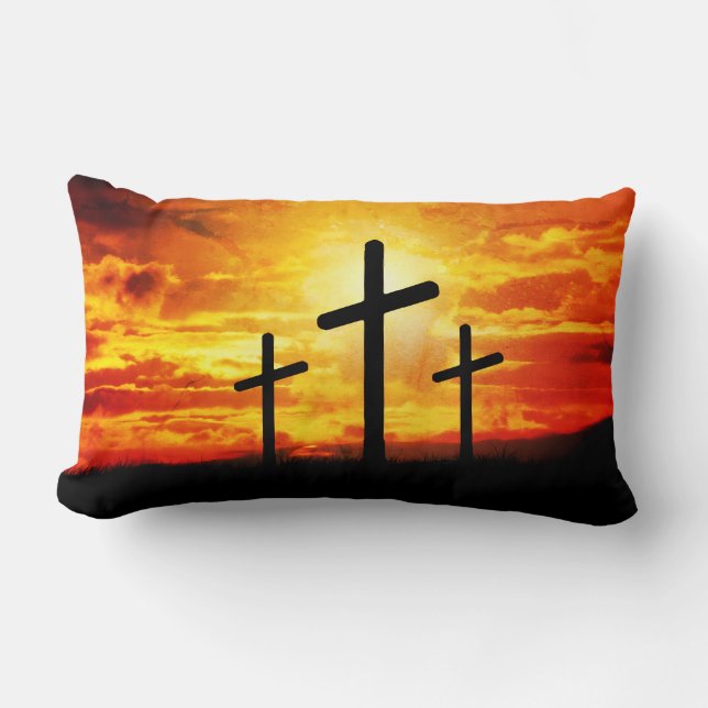 Coussin Rectangle Croix, Coucher de soleil Silhouettes Peinture-6713 (Recto)