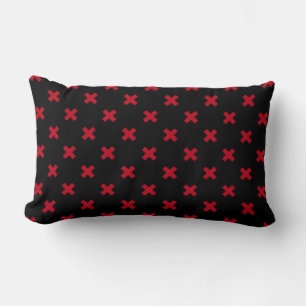 Coussin Rectangle Croix rouge coutures sur noir
