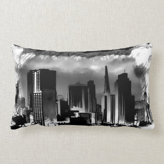 Coussin Rectangle Croquis Skyline de Chicago en noir et blanc