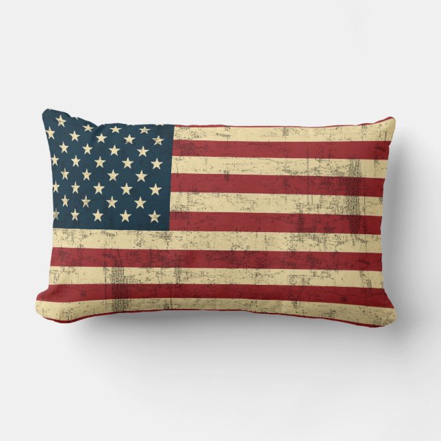 Coussin Rectangle Cru de drapeau américain affligé (Recto)