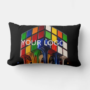 Coussin Rectangle Cube de Rubik chromé arc-en-ciel fondu