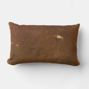 Coussin Rectangle Cuir Brown Rustique Faux