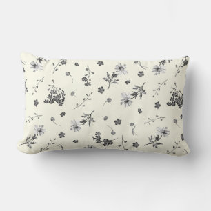 Coussin Rectangle Cuisine moderne Vintage Gris Fleurs sauvages blanc