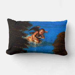 Coussin Rectangle Cupid Dans le Ciel Bleu Tourne une Cascade de Fleu
