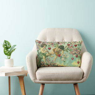 Coussin Rectangle Cupidons de la Saint-Valentin victorienne Arbre cœ