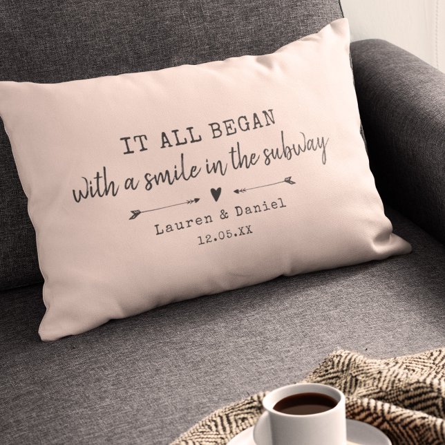 Coussin Rectangle Custom Chic Pink Where It All Began Valentines Day (Créateur téléchargé)