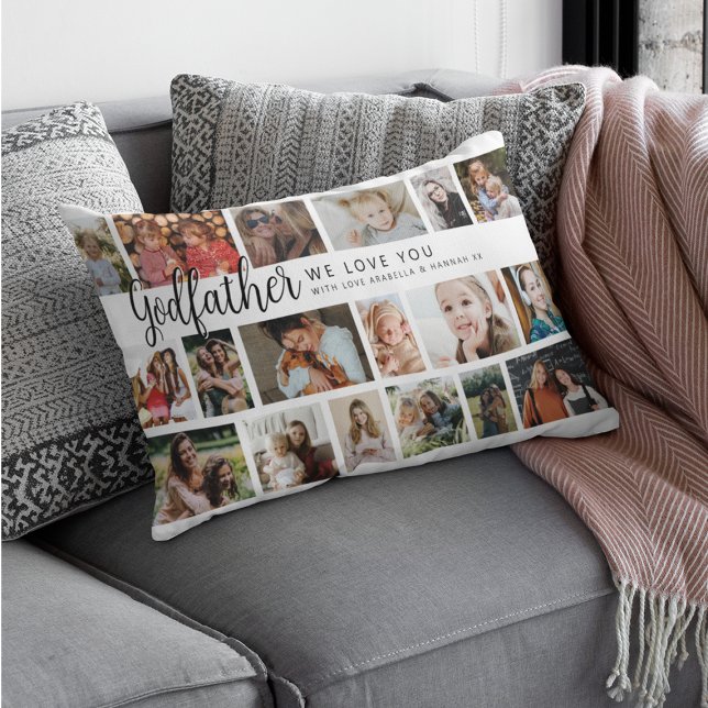 Coussin Rectangle Custom Godfather 18 Photo Collage (Créateur téléchargé)
