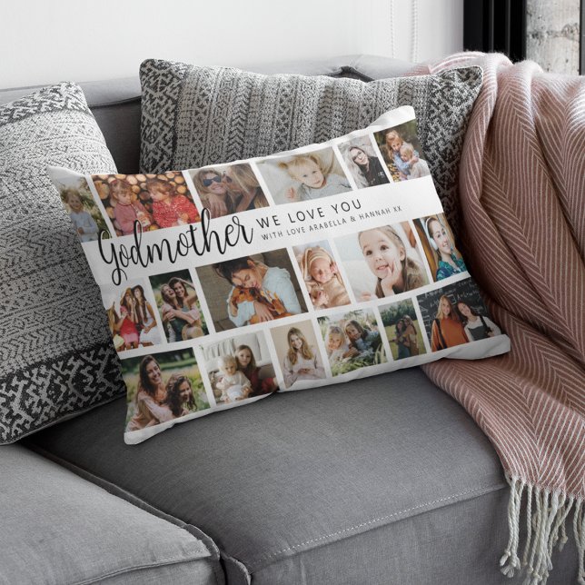 Coussin Rectangle Custom Godmother 18 Photo Collage (Créateur téléchargé)