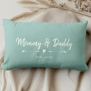 Coussin Rectangle Custom Modern Maman & Papa Nouveaux parents Dusty