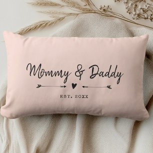 Coussin Rectangle Custom Modern Moment & Papa Nouveaux Parents Blush