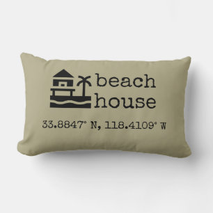 Coussin Rectangle Custom Sage Green Beach House Coordonnées GPS Cade