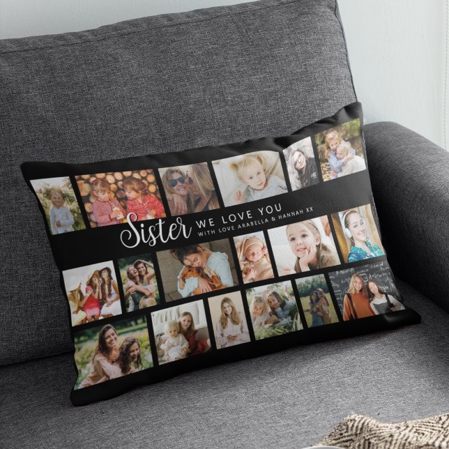 Coussin Rectangle Custom Sister 18 Photo Collage (Créateur téléchargé)
