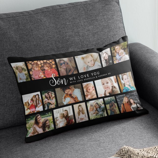 Coussin Rectangle Custom Son 18 Photo Collage (Créateur téléchargé)