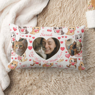Coussin Rectangle Custom Valentine’s "Best Cat Mom Ever" Photo 