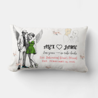 Coussin Rectangle Cute Angel Cherub Couple Throw Pillow