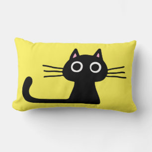 Coussin Rectangle Cute Black Kitty   Chat bizarre avec de longs Whis