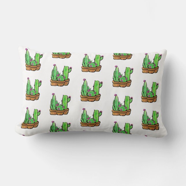 Coussin Rectangle Cute Cactus cactus succulents fleurs du désert mot (Recto)