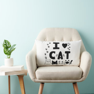 Coussin Rectangle Cute Chat et Empreinte de patte Décor Maison
