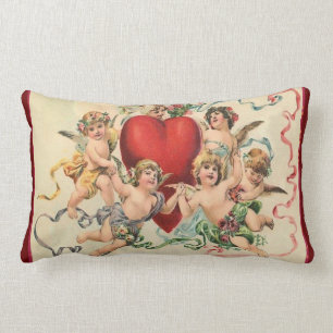 Coussin Rectangle Cute Cherubs à la Saint Valentin du Coeur Rouge
