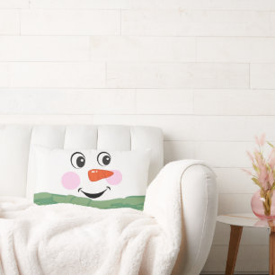 Coussin Rectangle Cute Custom Snowman avec foulard vert