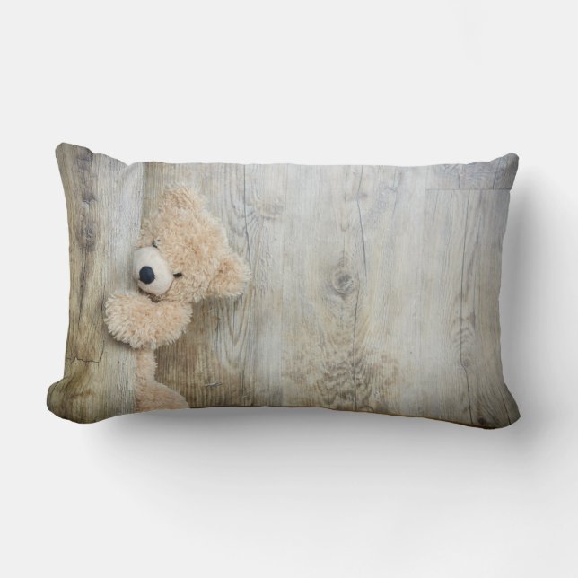 Coussin Rectangle Cute Encaissé Ours Rustique Bois Bois Lumbar Couss (Recto)