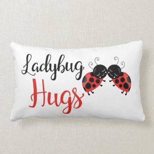 Coussin Rectangle Cute Ladybug embrasse les filles décor de chambre 