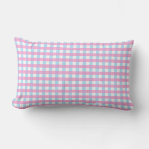 Coussin Rectangle Cute Pastel Rose Bleu En vichy Chèque